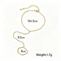 Gold-plated stainless steel hand chain bracelet with detailed dimensions and 1.7g weight - Woven Chain Style (E2525) / Gold