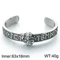 Vintage Wikinger-Krieger und Runengravur Edelstahl-Manschettenarmband für Männer - 63x18mm