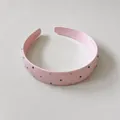 Elegante diadema de acrílico rosa con detalles de diamantes de colores para un look - Borde Ancho con Tachuelas / Rosa-Strass Multicolor