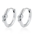 Elegant polished silver stainless steel knot hoop earrings for women with mirror reflection - -2 Knot Style / Steel
