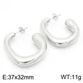 Boucles d'oreilles créoles en U en acier inoxydable, taille 37x32mm et poids 11g - Grand Style Géométrique (KE114393-KFC) / 37x32mm