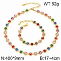 Parure collier et bracelet en zircon coloré avec placage or et pierres pavées - Style Or Multicolore (KS232453-CAJY) / Parure Collier et Bracelet