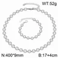 Parure collier et bracelet argenté avec pierres de zircon halo rondes - Style Argent (KS232454-CAJY) / Parure Collier et Bracelet