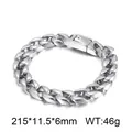 Pulsera de cadena cubana para hombre en acero inoxidable plateado estilo hip hop - Estilo Plateado (KB23629-D)