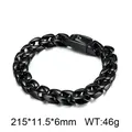 Pulsera de eslabones cubanos de acero de titanio negro para hombre estilo hip-hop - Estilo Negro (KB215624-KJX)