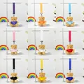 Colección de 9 coloridos llaveros de peluche de osito con correas y camisetas a juego - Mixed Colors Bear Collection
