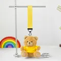 Lindo llavero de oso de peluche con camiseta amarilla y correa de tela a juego - Bear with Yellow T-Shirt