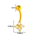 Piercing de ombligo de acero dorado con lazo y flor de cristal brillante - Estilo Lazo Flor de Cuatro Pétalos (2672-1#) / Dorado
