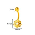 Piercing de ombligo de flor dorada con circonitas en acero inox. - Estilo Margarita Girasol (2672-2#) / Dorado