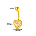 Piercing ombligo corazón dorado con cristales pavé y bola de 5mm medidas - Estilo Corazón Pavé (2672-3#) / Dorado