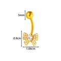 Piercing de ombligo en acero dorado con un lazo de cristal y un detalle de corazón - Estilo Corazón Lazo (2672-4#) / Dorado
