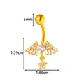 Piercing de ombligo de acero dorado con alas de ángel, corazón y estrella - Estilo Alas ángel Estrella Corazón (2672-6#) / Dorado