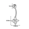 Piercing de ombligo en acero plateado con lazo y diseño de trébol con circonitas - Estilo Lazo Flor de Cuatro Pétalos (2672-1#) / Plateado
