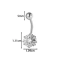 Piercing de ombligo premium de margarita de acero y cristales brillantes, 1,11 cm - Estilo Margarita Girasol (2672-2#) / Plateado