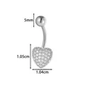 Piercing para ombligo de corazón plateado con piedras claras y medidas - Estilo Corazón Pavé (2672-3#) / Plateado