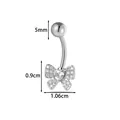 Piercing para ombligo en acero inoxidable con piedra de corazón y diseño de lazo - Estilo Corazón Lazo (2672-4#) / Plateado