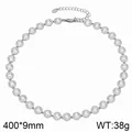 Elegant silver tennis necklace with round-cut crystals in a vintage palace style. - Silver White Stone Style (KN303938-CAJY)