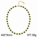 Élégant collier tennis doré style français avec cristaux verts, 400x9mm, 38g - Style Pierre Verte Dorée (KN303941-CAJY)
