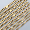 Various widths of gold-toned stainless steel Cuban link necklaces for unisex wear - Necklace 45cm / 6mm Gold