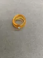 Minimalist amber translucent resin ring with a single tiny blue rhinestone detail - Ring - Coffee Color