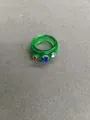 Simple green resin round ring featuring colorful embedded rhinestones for casual wear - Green-Blue