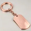 Close-up of polished rose gold stainless steel blank dog tag keychain for engraving - Rose Gold
