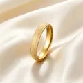 Close-up detail of a luxury gold frosted starry sky titanium steel ring on soft white silk - Size 5 / Frosted Starry Style / 4mm / Gold
