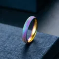 Close-up of rainbow frosted titanium steel ring with sparkling sandblasted finish detail - Size 5 / 4mm / Colorful