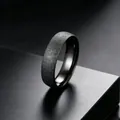Detailed close-up view of a matte black titanium steel ring with a starry frosted texture - Size 5 / 6mm / Black