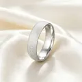 Macro view showing the glittering frosted texture of a silver titanium steel ring - Size 5 / 6mm / Silver