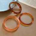 Lot de trois bracelets joncs vintage en acrylique ambré avec motifs écaille et cristaux - Café (Ensemble 3 Pièces)