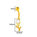 Gold-plated belly ring with pear-shaped zircon tulip drop and leaf measurement detail - Tulip (2670-2#) / Gold