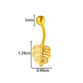 Elegant gold leaf belly button ring with cubic zirconia and stainless steel bar - Leaf (2670-3#) / Gold