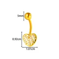 Elegant gold plated heart navel piercing with CZ stones, 1.01cm width dimension shown. - Heart (2670-4#) / Gold