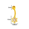 Gold snowflake belly button ring with zircon stones, showing 5mm ball and 1.0cm dangle size. - Snowflake (2670-5#) / Gold