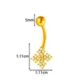 Gold plated belly button ring with CZ cross pendant and stainless steel bar - Star Flare (2670-6#) / Gold