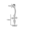 Silver stainless steel cross belly button ring with sparkling cubic zirconia stones - Cross (2670-1#) / Silver