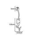 Elegant leaf-shaped belly button ring with teardrop zircon and polished silver finish - Tulip (2670-2#) / Silver