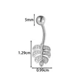 Silver leaf belly button ring featuring sparkling zirconia stones on stainless steel bar - Leaf (2670-3#) / Silver