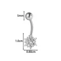Elegant silver snowflake belly button ring with cubic zirconia stones and steel barbell - Snowflake (2670-5#) / Silver