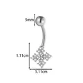 Silver zirconia cross belly button ring with stainless steel curved barbell piercing - Star Flare (2670-6#) / Silver
