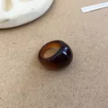 Close-up of thick geometric resin ring in dark amber brown Maillard style - 40# Dark Amber Brown