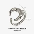 Minimalist silver-colored stainless steel crescent moon open ring with 1.7cm inner diameter - Steel Color Moon Open Style / Inner Diameter 1.7cm / Steel