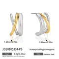 Detailed dimensions and attributes for two-tone stainless steel cross hoop earrings - Gold and Silver Two-tone (JDE0105334-PS)