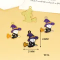 Detailed size view of Halloween skeleton witch charms, 24x21mm and 1g weight. - Skeleton Witch