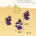 Detailed view of Halloween wizard cat enamel charm with size 27mm x 19mm and 1.2g weight - Wizard Cat
