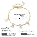 Bracciale in acciaio inossidabile dorato con ciondoli a goccia in zircone, 20 cm lunghezza. - Bracciale Goccia Cinque Pietre (JDB0205301)