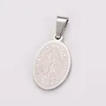 Détail du pendentif religieux ovale de Notre-Dame de Guadalupe en acier - Grand (Acier)