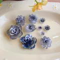 Detailed macro view of handmade resin flower charms in blue and grey gradient tones - Gradient Flower DIY Accessories / 10 Pieces Pack / Blue, Gray