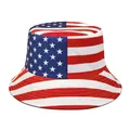 Dettaglio del cappello bucket con stampa classica della bandiera USA a stelle e strisce - M (56-58cm) / Stati Uniti